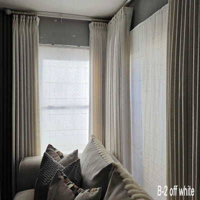 View Tailor Bluebell Custom Blackout Belgian Linen Roman Shade Flat Fold