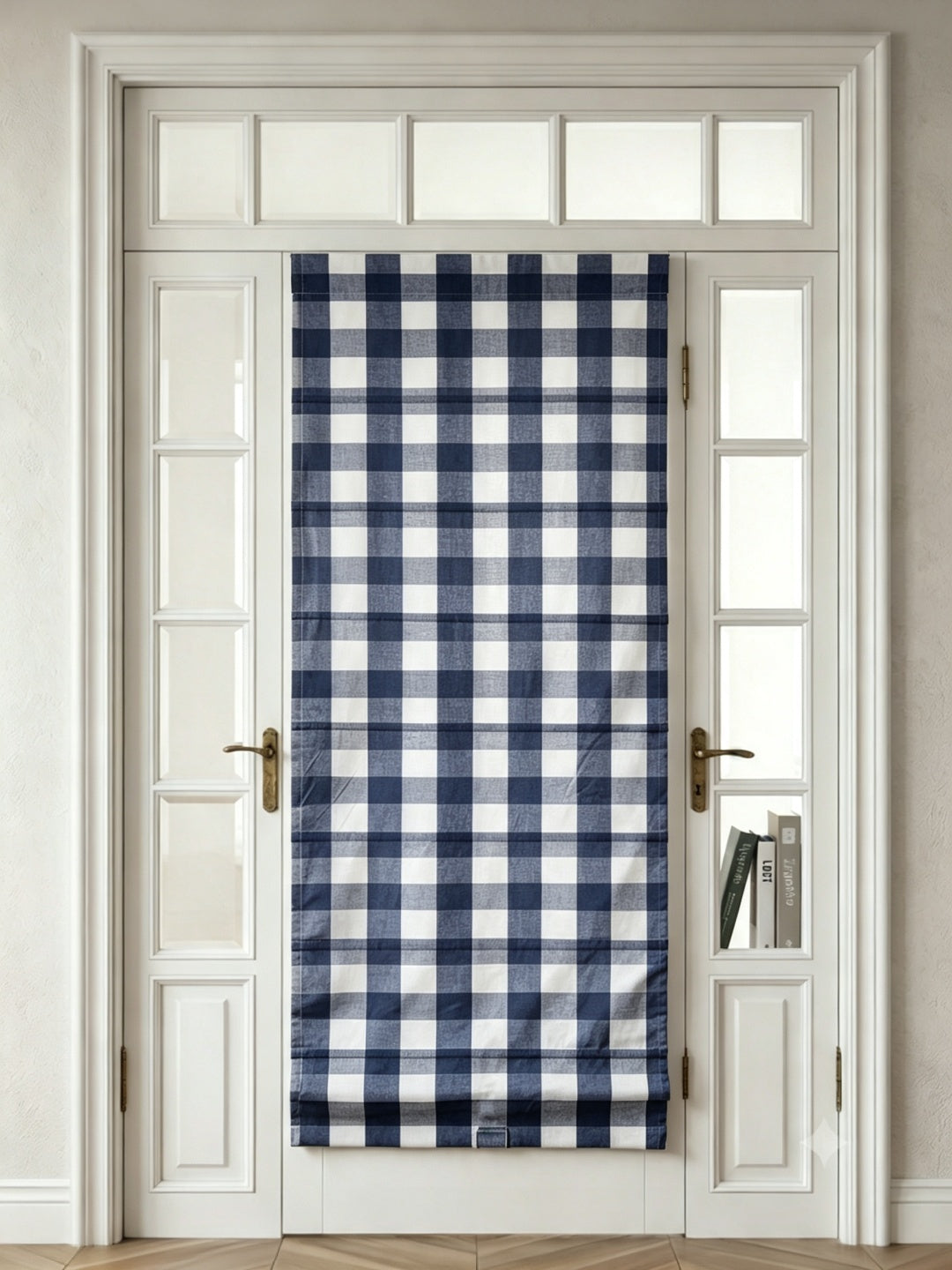 View Tailor Shoreline Blackout Cordless Cotton Roman Shade & Blinds for French Door