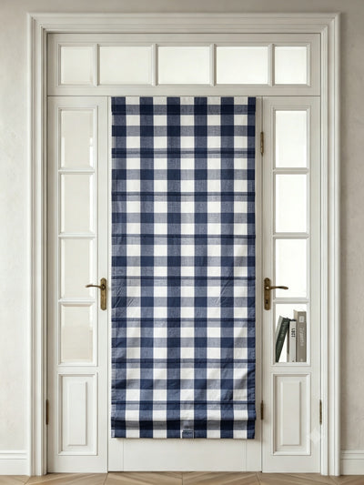 View Tailor Shoreline Blackout Cordless Cotton Roman Shade & Blinds for French Door