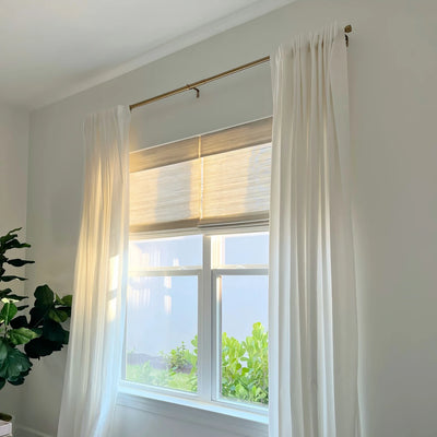 Veyra Blackout No Drill Pale Flax Bamboo Shade View Tailor
