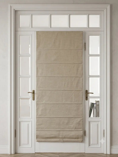 View Tailor Jasmine Blackout Cordless Natural Linen Roman Shade & Blinds for French Door