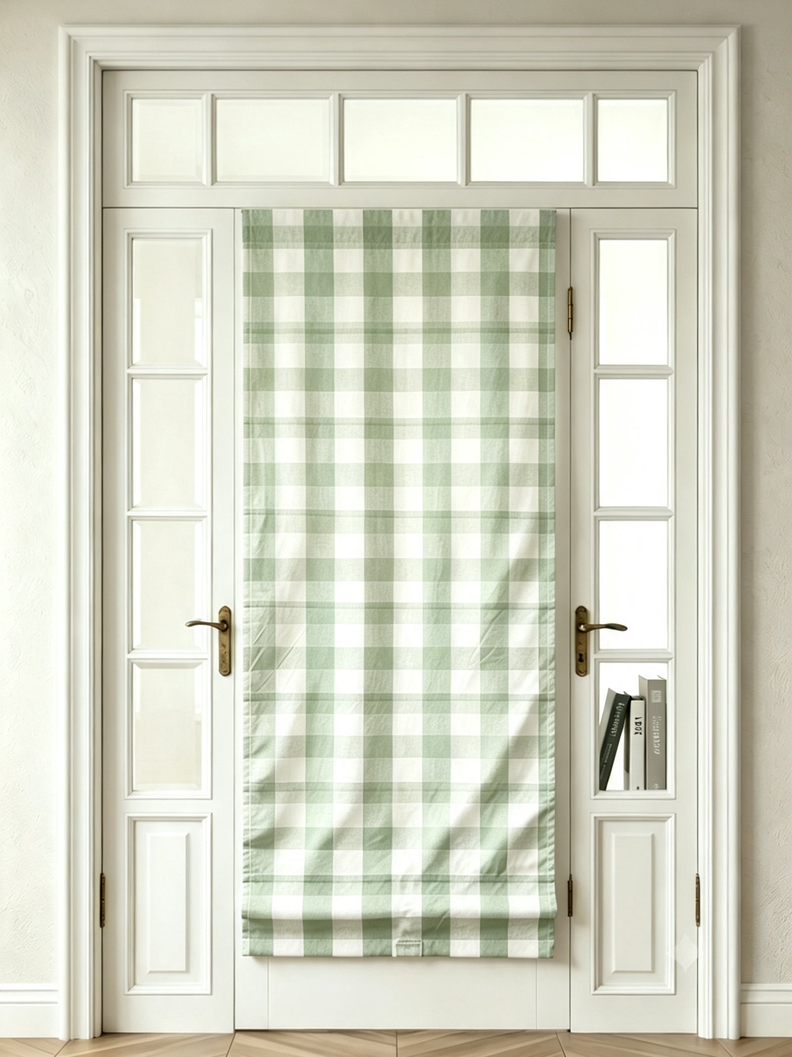 View Tailor Shoreline Blackout Cordless Cotton Roman Shade & Blinds for French Door