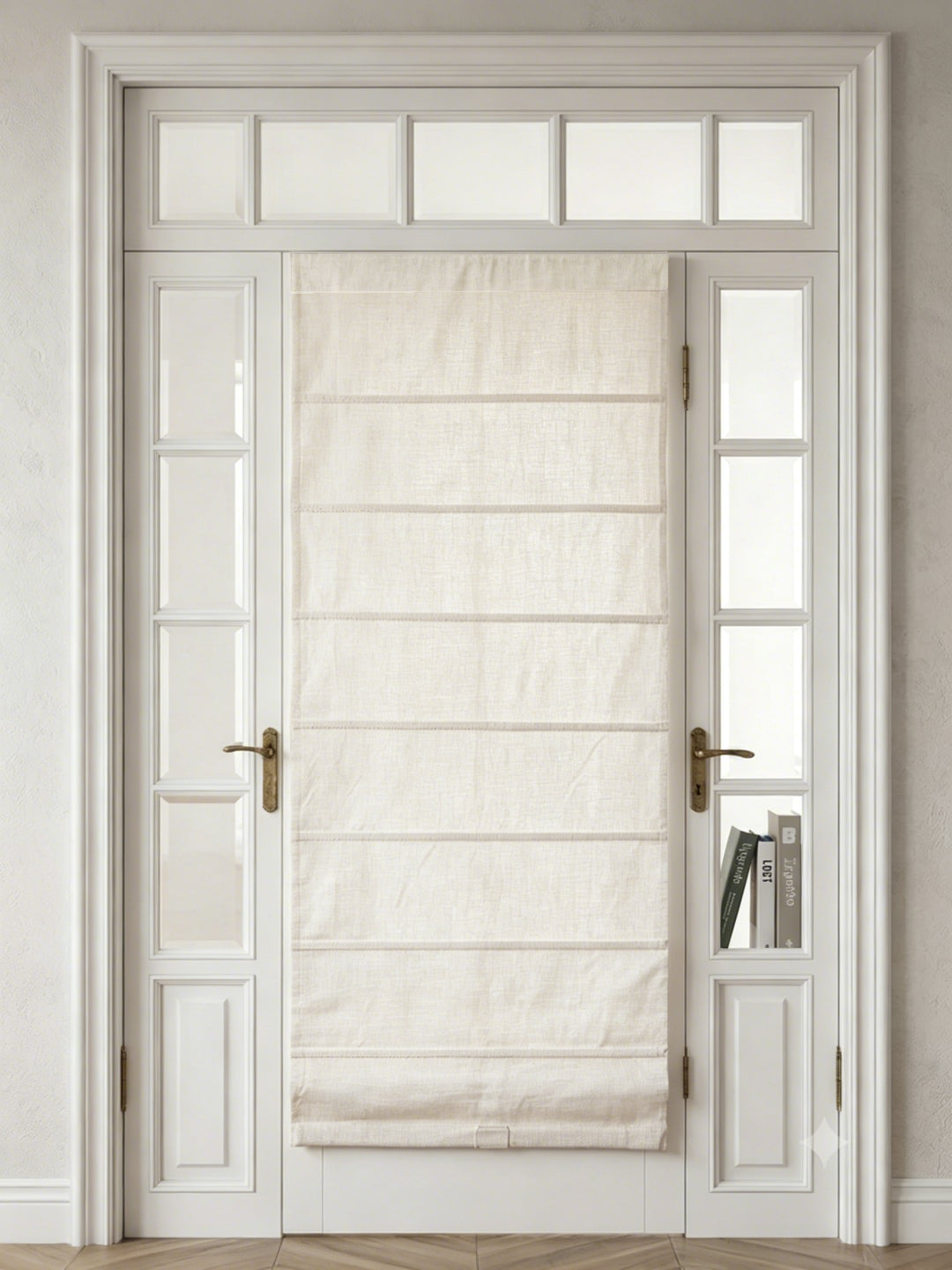 View Tailor Breeze Blackout Cordless Cotton Roman Shade & Blinds for French Door