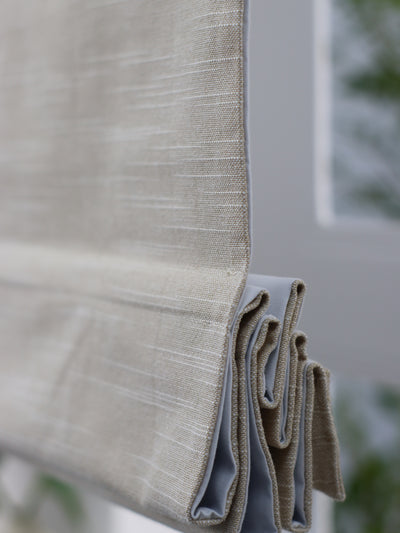 Jasmine Natural Linen Roman Shade & Blinds for French Door