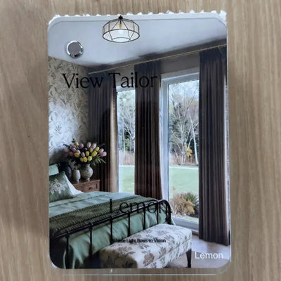 View Tailor Custom Cordless Linen Roman Shades & Drapery Fabric Booklet 38 Colors-Lemon