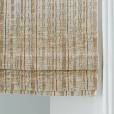 Wisper Blackout No Drill Caramel Stripes Bamboo Shade