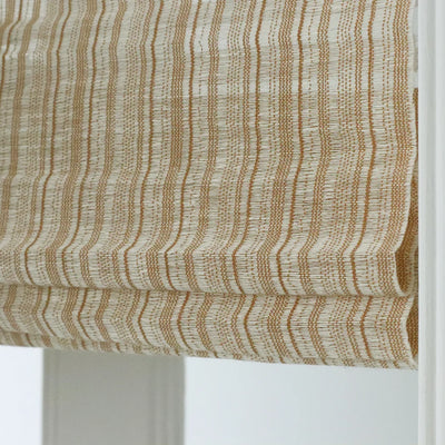Wisper Blackout No Drill Caramel Stripes Bamboo Shade
