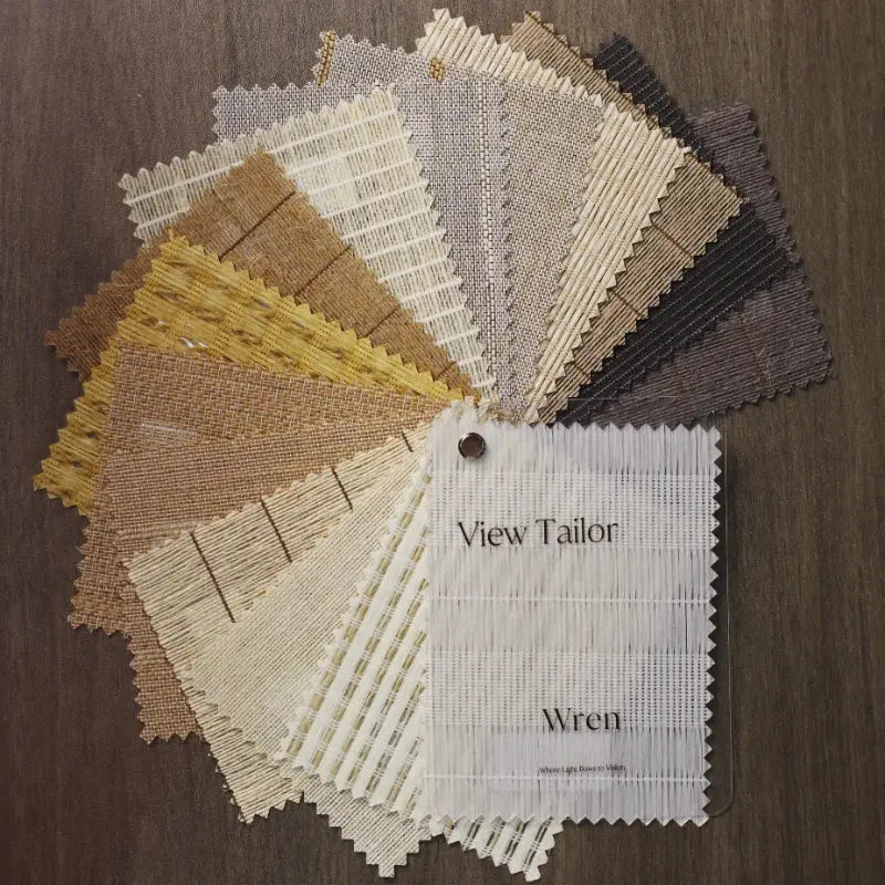 View Tailor Custom Natural Jute Woven Roller Shades Fabric Sample & Swatches Kits 15 Colors-Wren