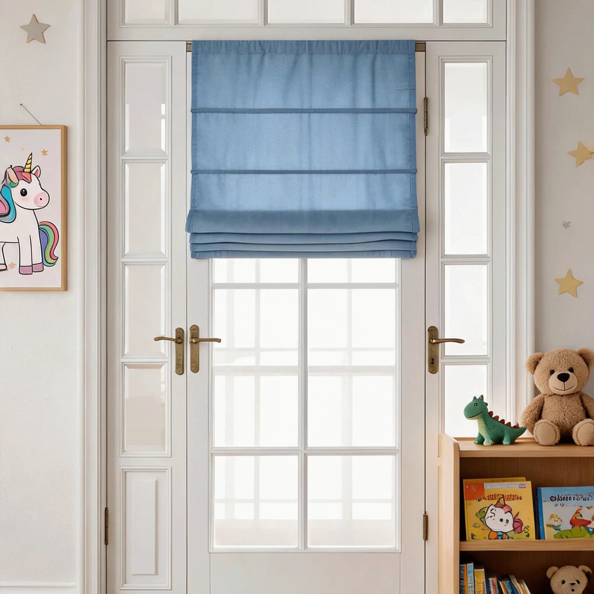 View Tailor Mika Blackout Cordless Velvet Roman Shade & Blinds for French Door