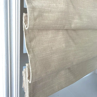 View Tailor Breeze Blackout Thermal Linen Blend Roman Shade Soft Fold