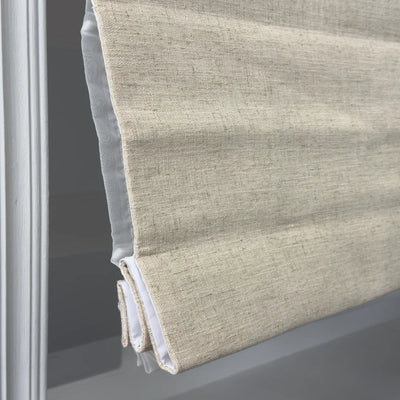 Shoreline Check Blackout Soundproof Cotton Roman Shade Day & Night