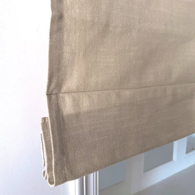 Shoreline Cotton Check Roman Shade Pleated Fold