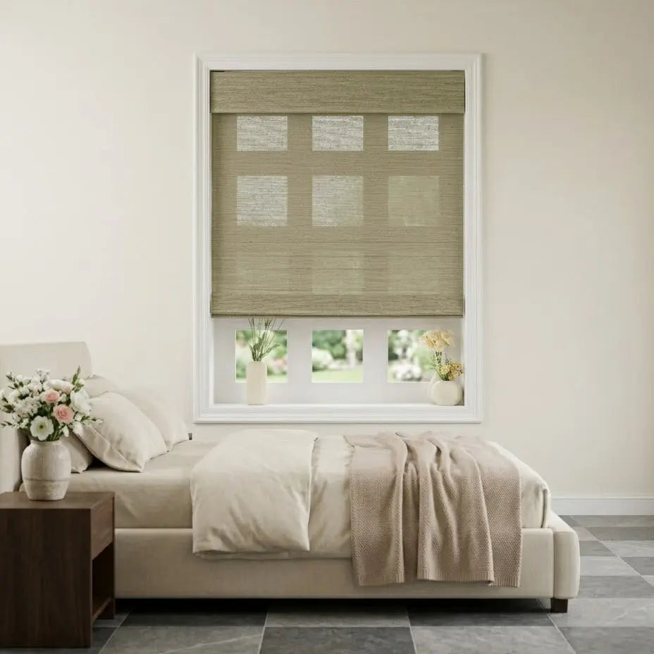 View Tailor Auralo Blackout No Drill Sage Bamboo Shade Sage AU-8