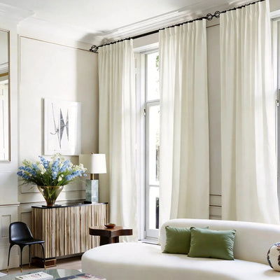 View Tailor Bluebell Blackout Belgian Linen Drape Pleated