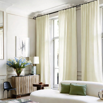 View Tailor Bluebell Blackout Belgian Linen Drape Pleated