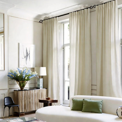 View Tailor Bluebell Blackout Belgian Linen Drape Pleated
