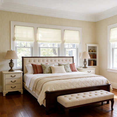 Bluebell Premium Linen Roman Shade Flat Fold