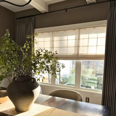View Tailor Bluebell Custom Belgian Linen All-Options Roman Shade Plain Fold