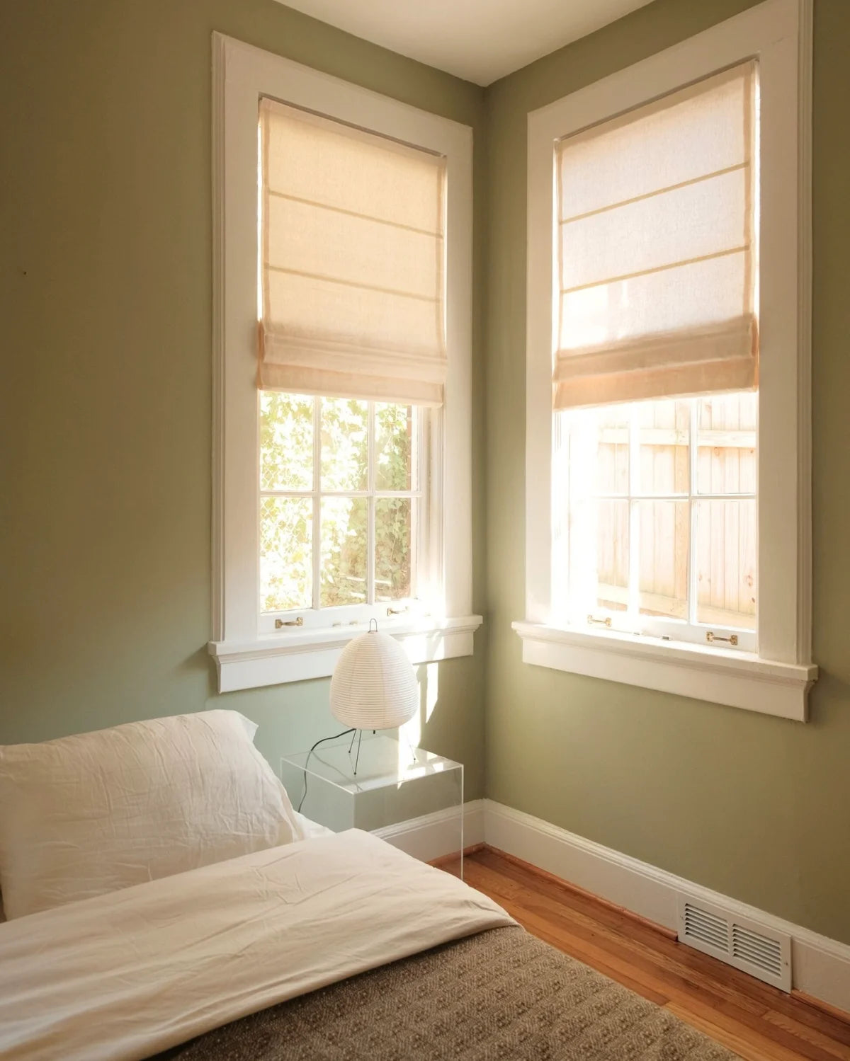 Bluebell  Belgian Linen Roman Shade Plain Fold All-Options View Tailor
