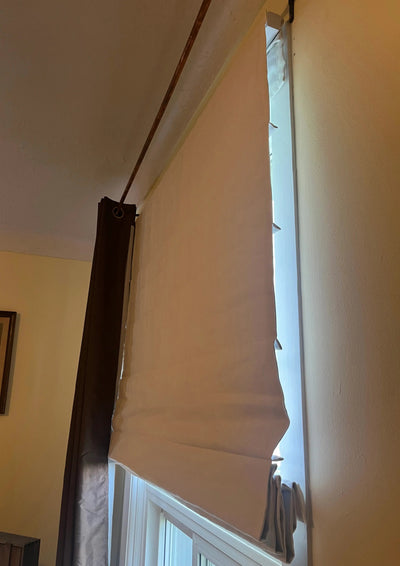View Tailor Shoreline Custom Cotton Blend Stripe Blackout Cordless Roman Shade Pleated Fold