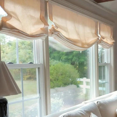 View Tailor Bluebell Luxury Custom Belgian Linen Motorization Roman Shade Relaxed Fold