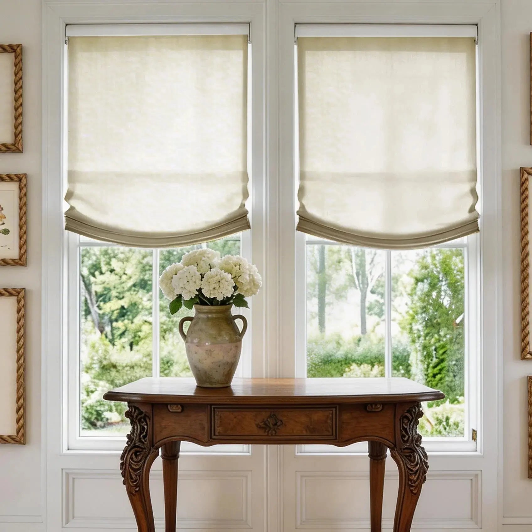 View Tailor Custom Bluebell Belgian Linen Roman Shade Relaxed Fold