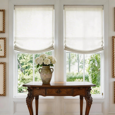 Bluebell Premium Linen Roman Shade Relaxed Fold