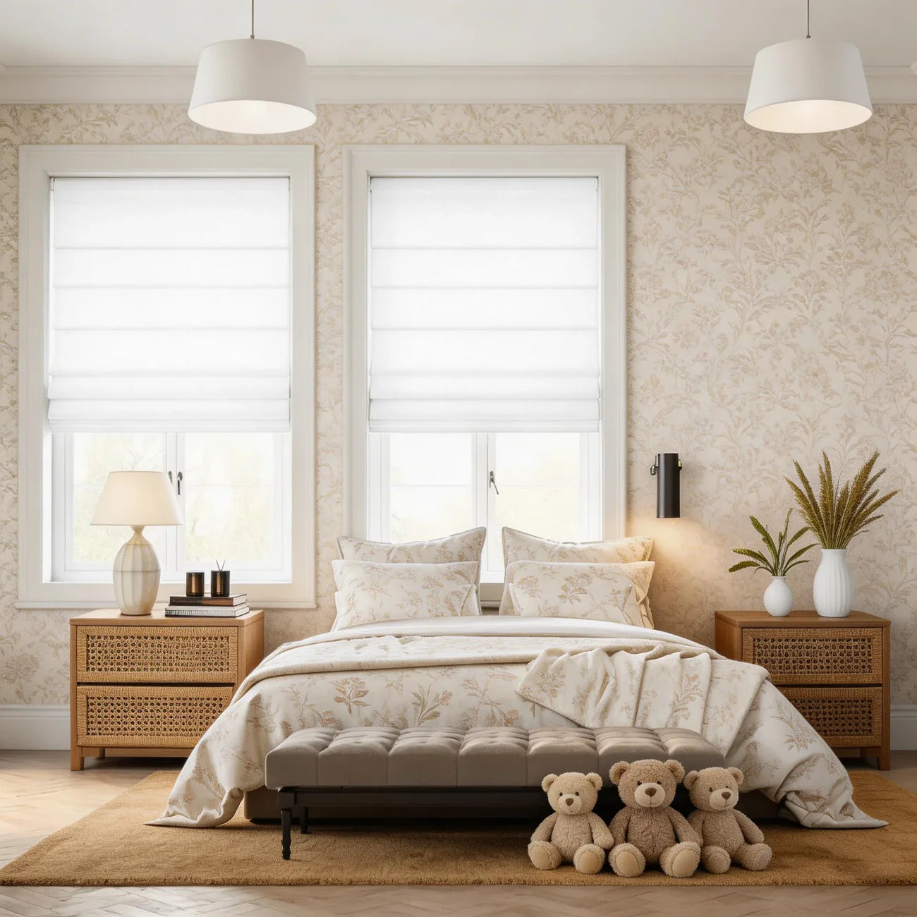 Bluebell Blackout Thermal Belgian Linen Roman Shade Soft Fold