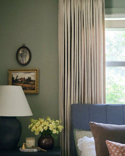 Jasmine Blackout Thermal Natural Linen Drape Soft Top View Tailor