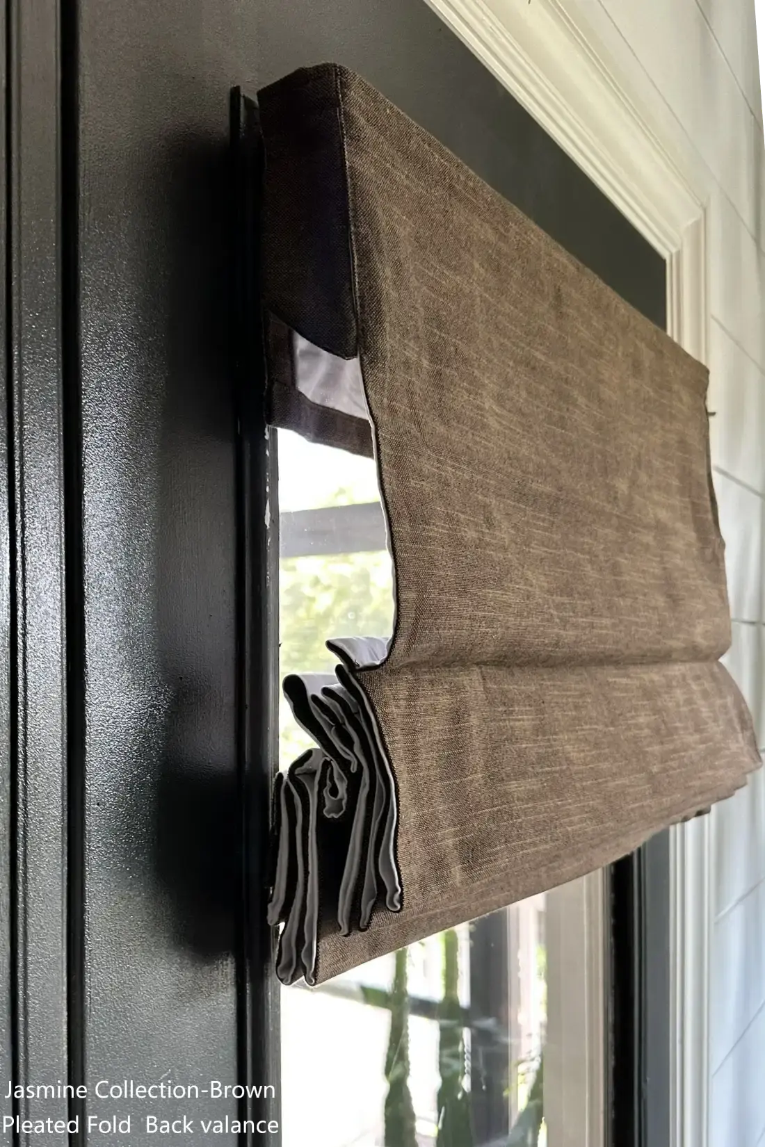 View Tailor Jasmine Custom Natural Linen Blackout Soundproof Roman Shade Day & Night
