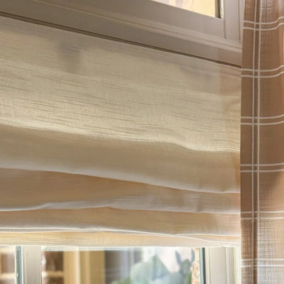 Jasmine Cordless Natural Linen Roman Shade Flat Fold View Tailor