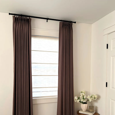 Jasmine Blackout No Drill Natural Linen Roman Shade Plain Fold View Tailor