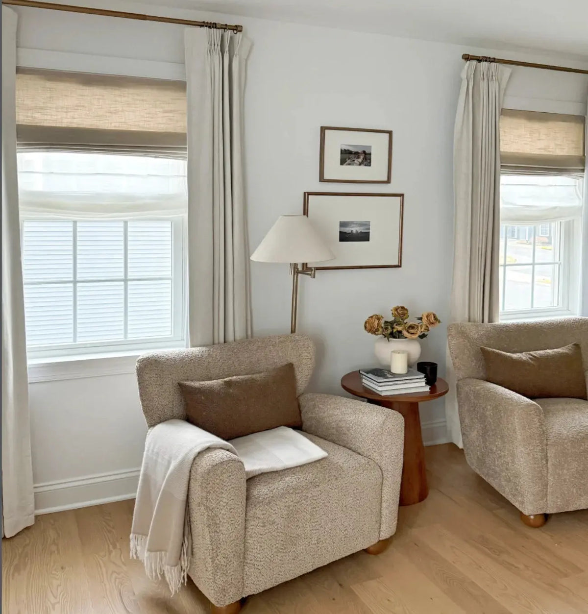 View Tailor Jasmine Custom Natural Linen Blackout Cordless Roman Shade Pleated Fold