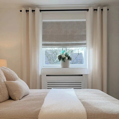 View Tailor Vigor Custom Linen Blend Blackout Textured Drape Grommet