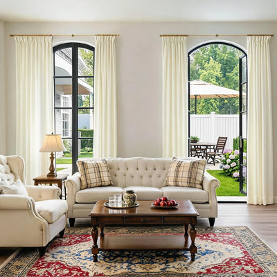 Lemon Blackout Waterproof Poly-Linen Drape Pleated
