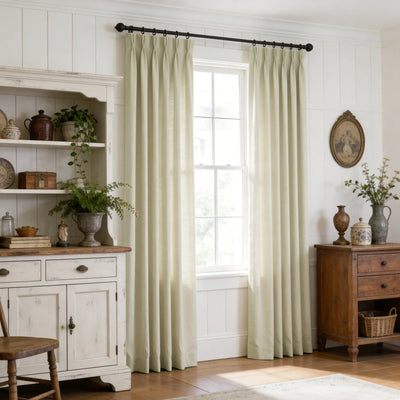 Lemon Blackout Waterproof Poly-Linen Drape Pleated