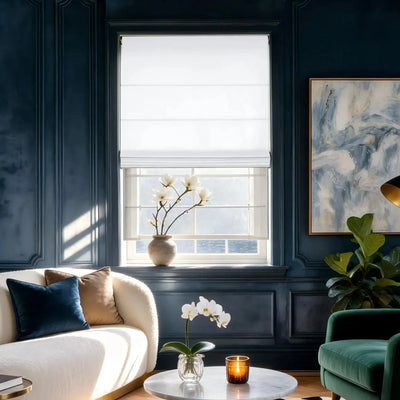 View Tailor Lemon Blackout Soundproof Poly-Linen Roman Shade Day & Night Snow White 1908-0