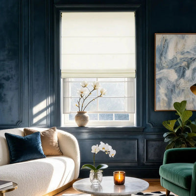 View Tailor Lemon Blackout Soundproof Poly-Linen Roman Shade Day & Night Sand Beige 1908-3