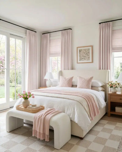 View Tailor Breeze Custom Linen Blend Cordless Roman Shade Flat Fold