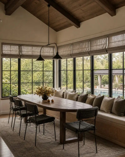 View Tailor Lemon Custom Poly-Linen Wooden-Headrail Blackout Cordless Roman Shade Flat Fold