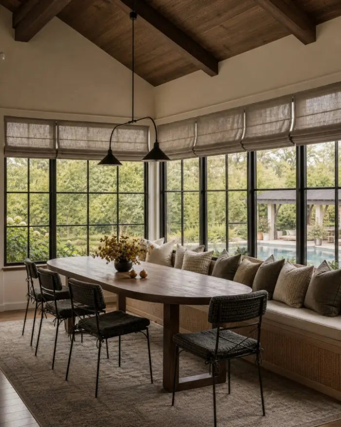View Tailor Lemon Custom Poly-Linen Wooden-Headrail Blackout Cordless Roman Shade Flat Fold