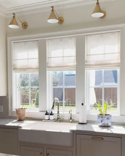 View Tailor Lemon Custom Poly-Linen Blackout Cordless Roman Shade Plain Fold