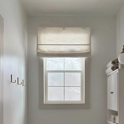 Lemon Alum-Headrail Blackout CordLess  Linen Roman Shade Flat Fold View Tailor