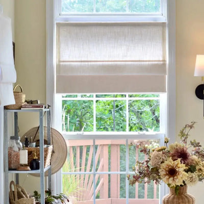 View Tailor Breeze Custom Linen Blend Cordless Roman Shade