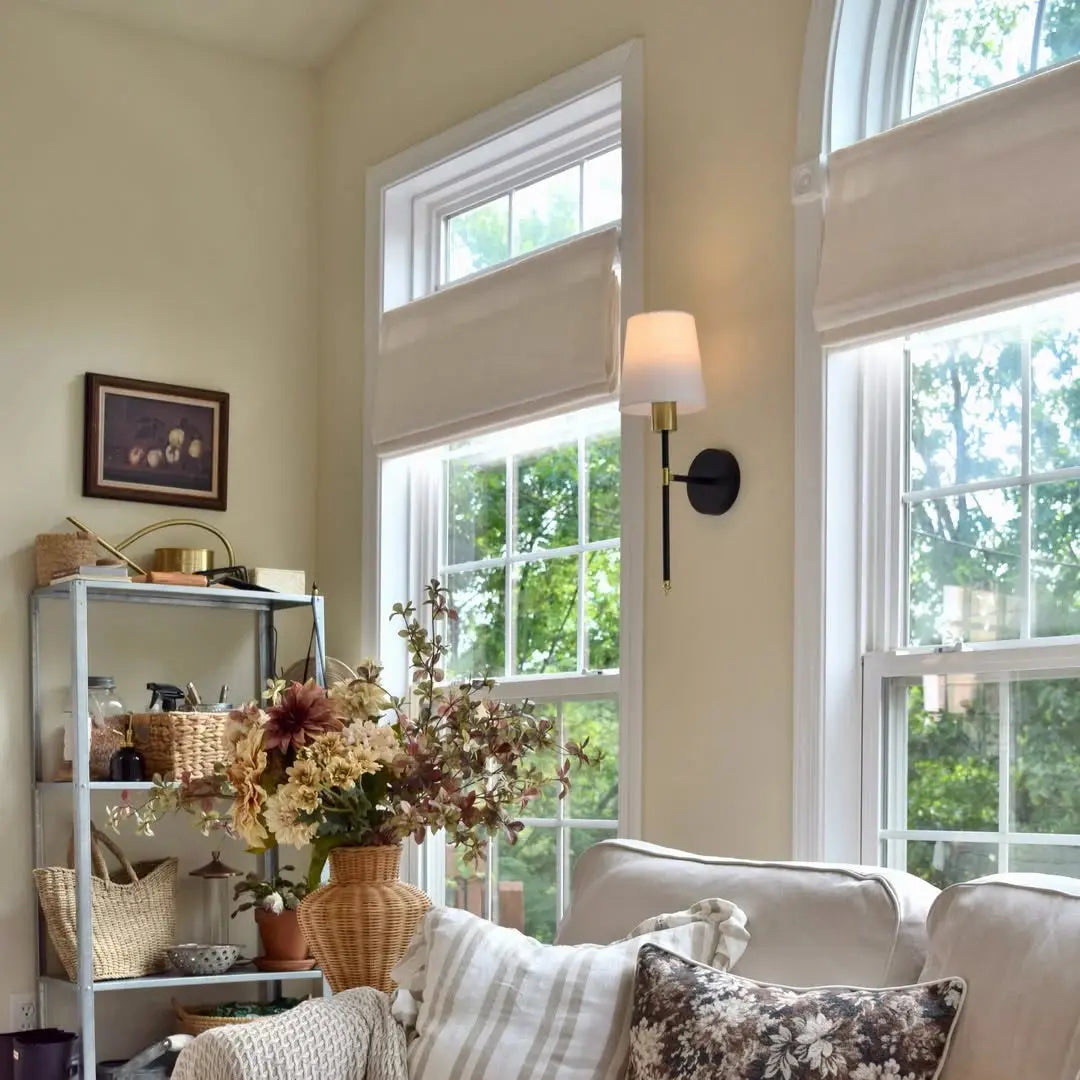 View Tailor Lemon Custom Poly-Linen Motorization Roman Shade Flat Fold