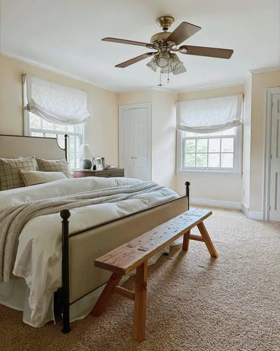 View Tailor Lemon Custom Poly-Linen Wooden-Headrail Cordless Roman Shade Relaxed Fold