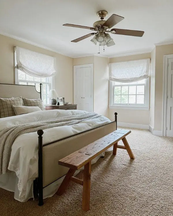View Tailor Lemon Custom Poly-Linen Wooden-Headrail Cordless Roman Shade Relaxed Fold
