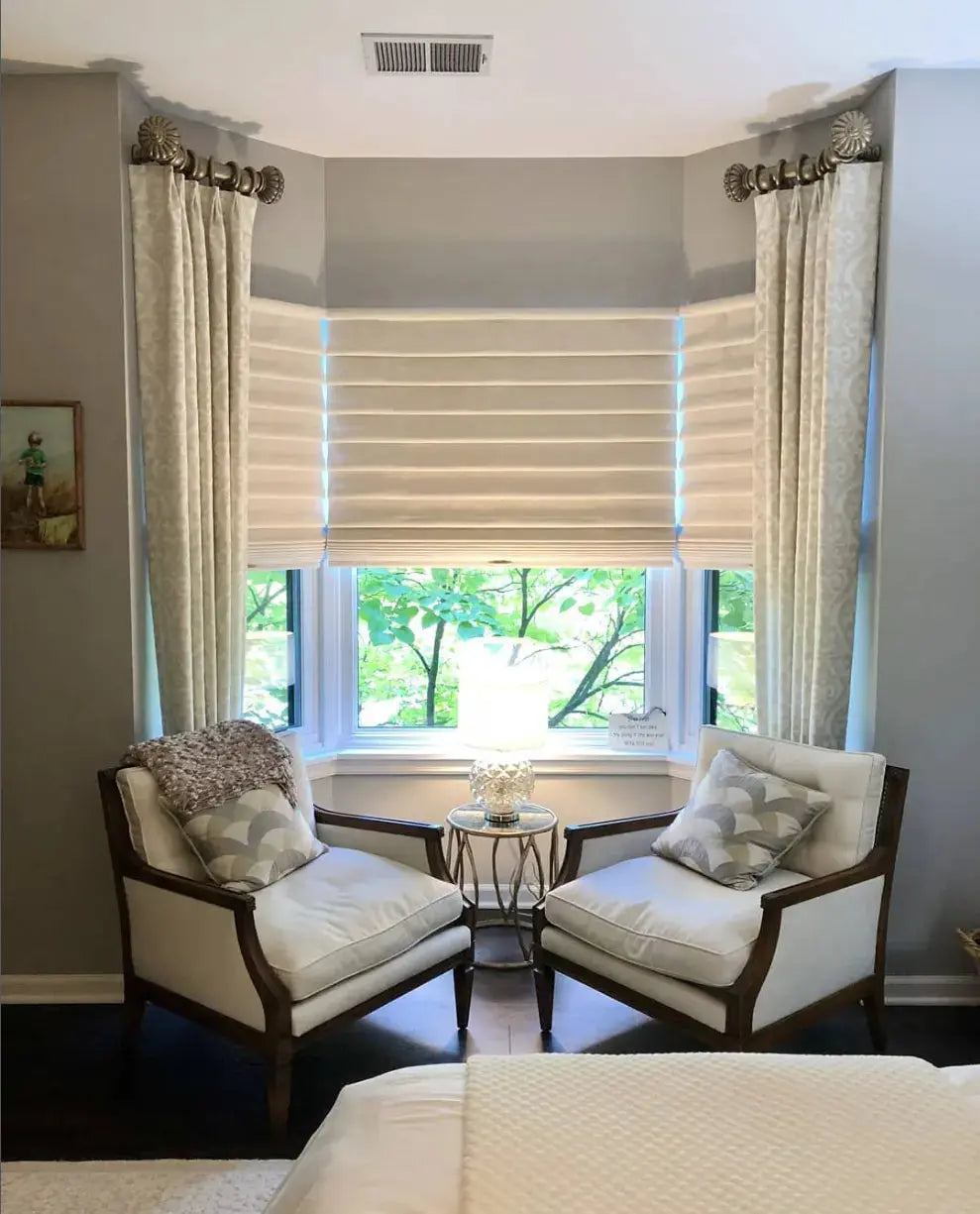 View Tailor Vigor Custom Linen Blackout Thermal Textured Roman Shade Soft Fold
