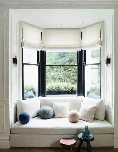 View Tailor Breeze Custom Linen Blend Blackout Cordless Roman Shade Plain Fold