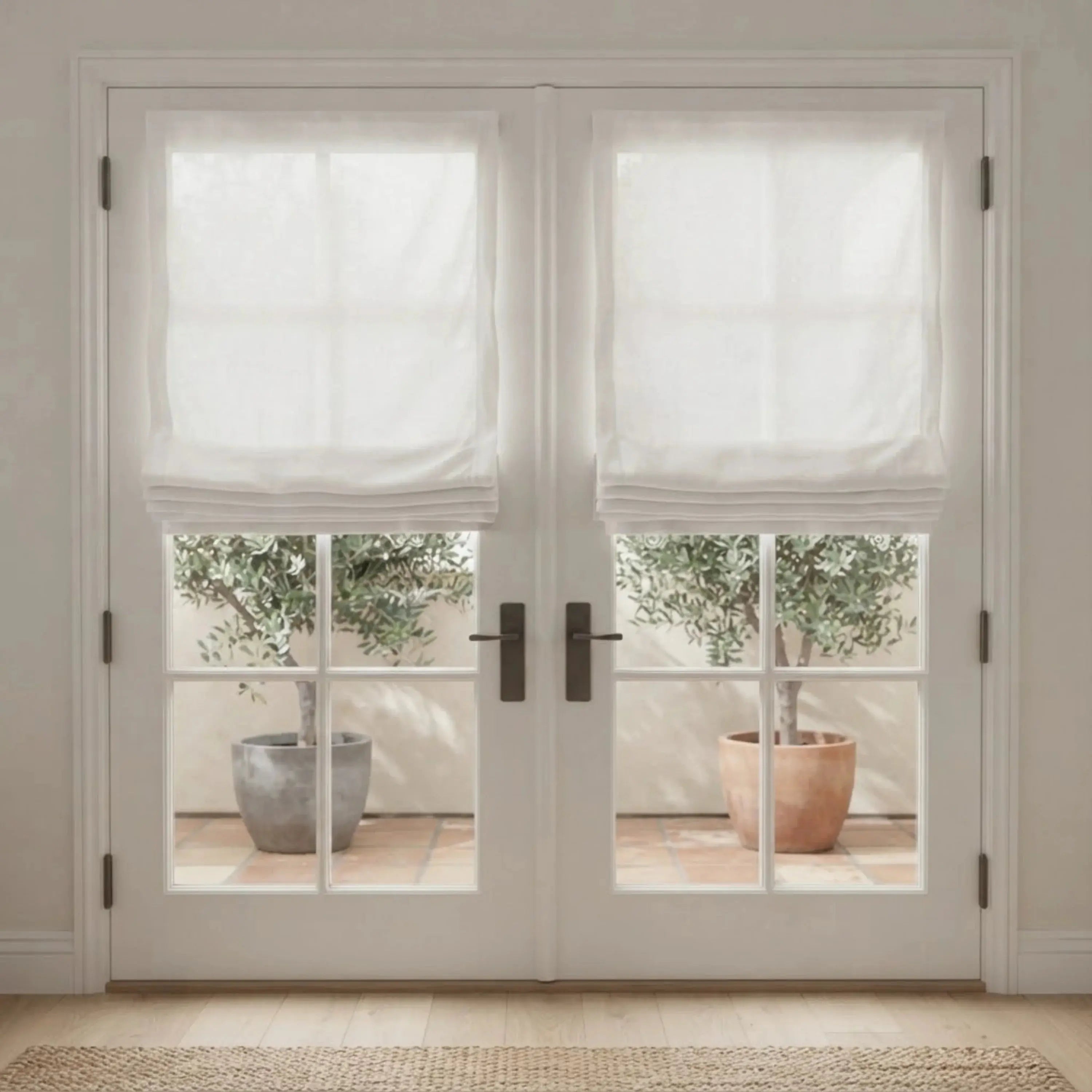 Mika Blackout Cordless Velvet Roman Shade & Blinds for French Door View Tailor